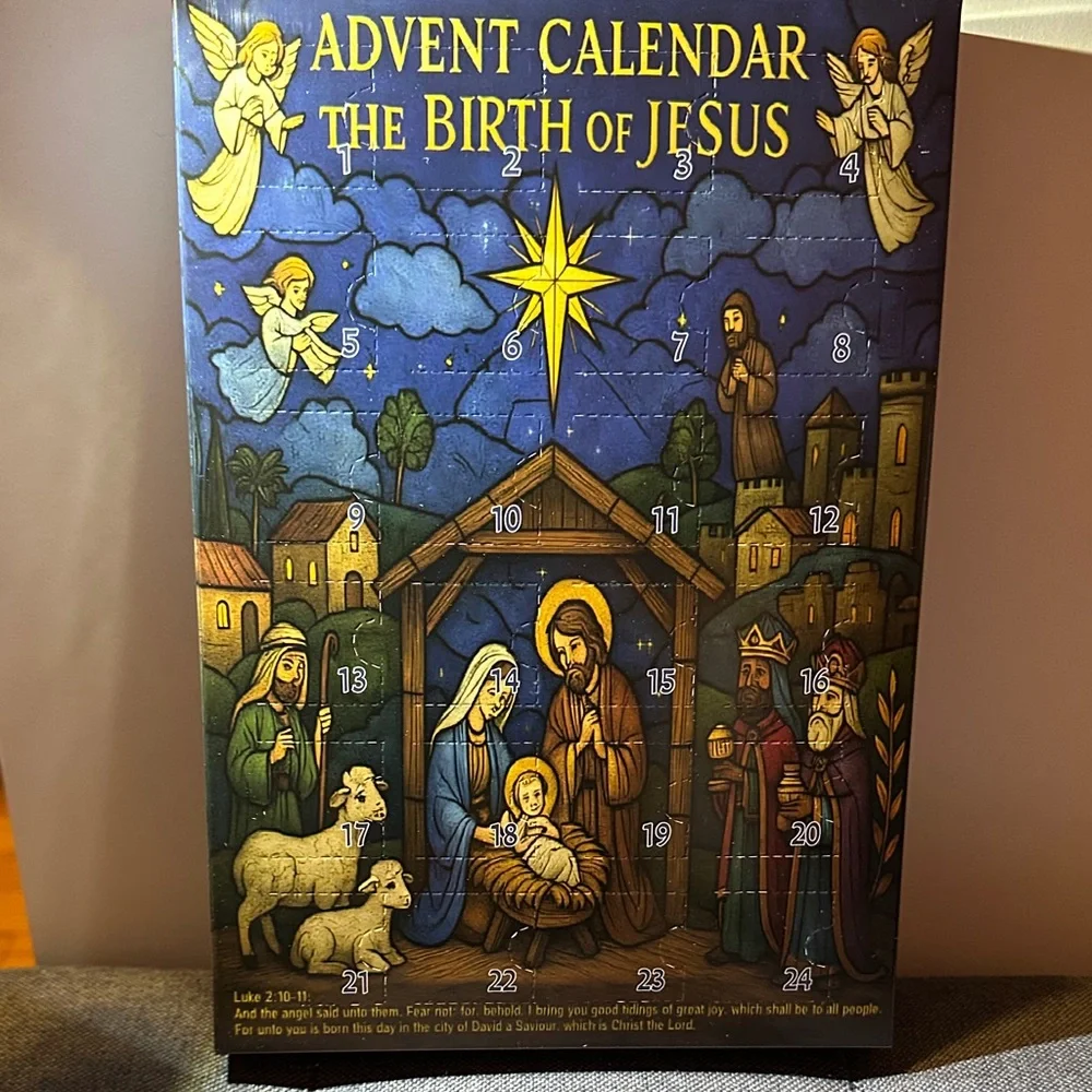 Nativity Scene Advent Calendar - Blue and Gold
